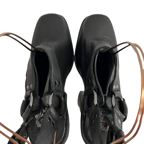 Ecote harness boots 8 ankle booties mules black leather block heel slingback - Picture 5 of 11